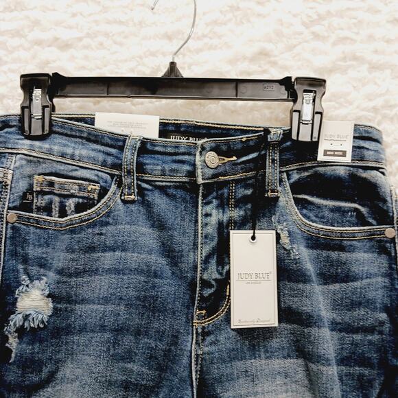 Jeans Judy Blue Boyfriend Distressed Mid Rise Medium Wash Boho Grunge Size 7/28 - Picture 3 of 16